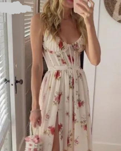 Hilaria | Blumenmaxikleid Damen - Elegantes Maxikleid Sommer für Festliche Anlässe