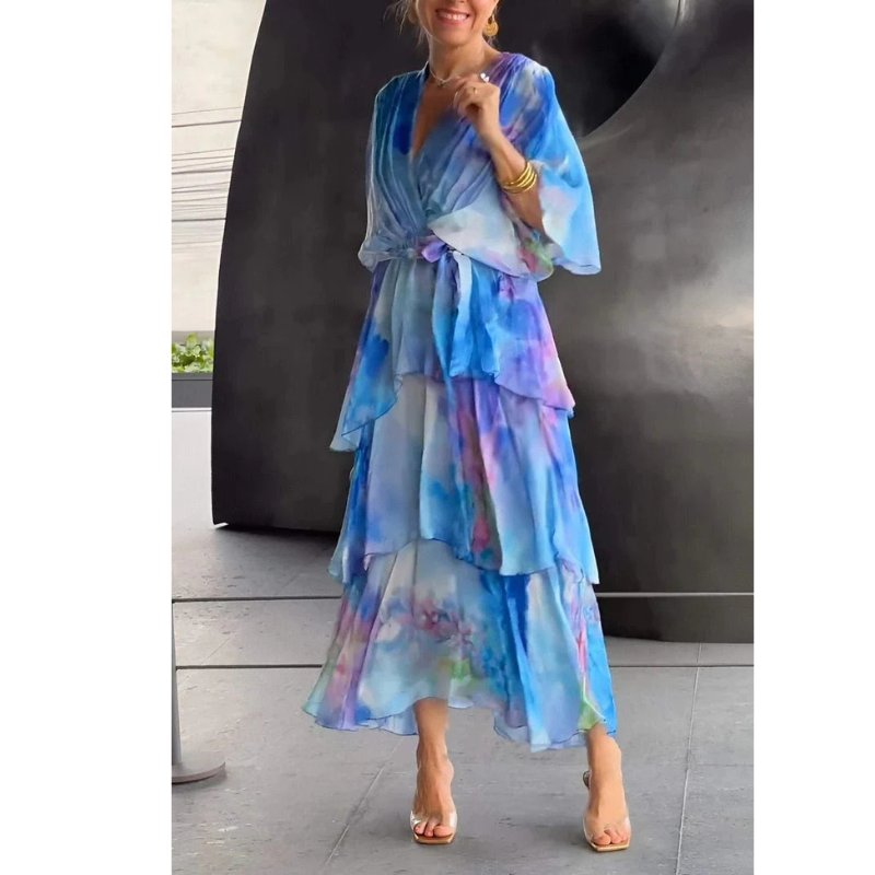 Damen Wickelkleid Mit Lagenmuster | Midi