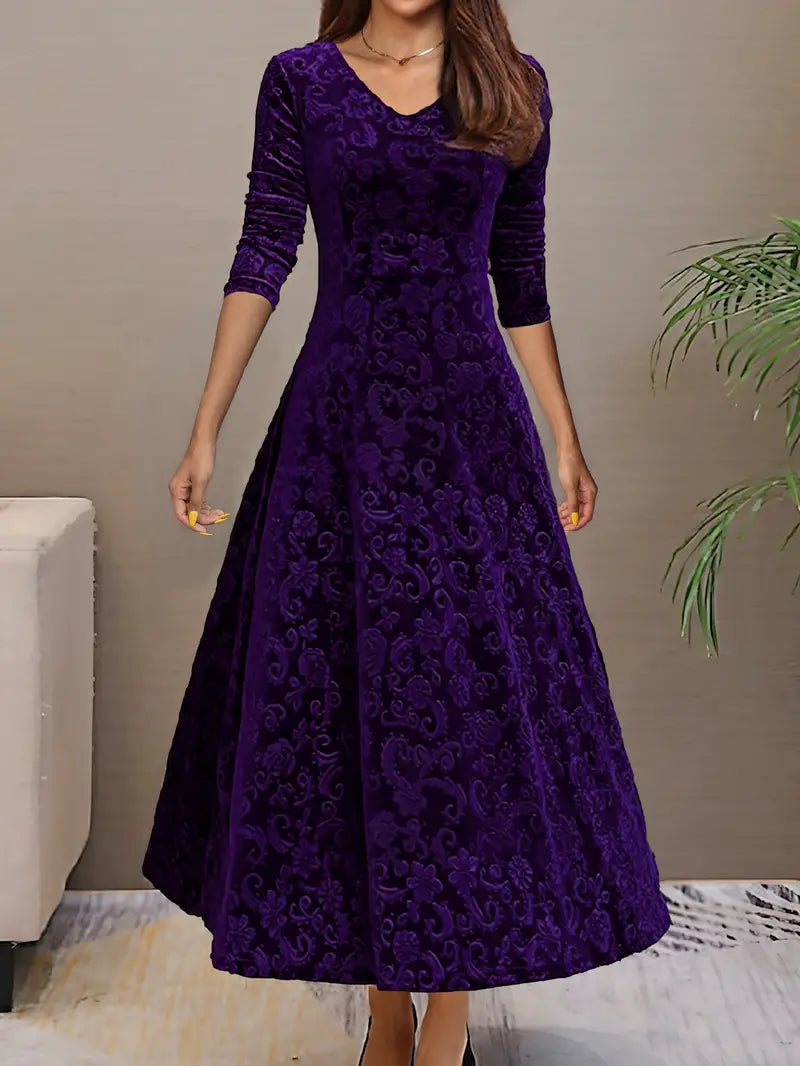 Zophia | Damen Elegantes Langarm Kleid | Maxi