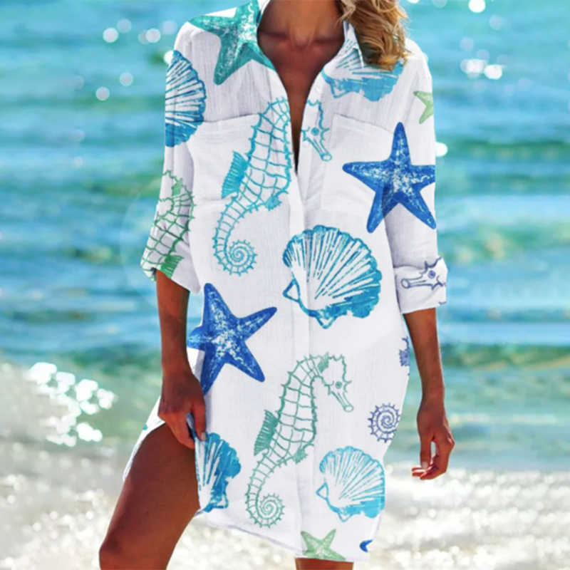Mehrfarbiges Sommer Strandhemd Für Damen | Mini