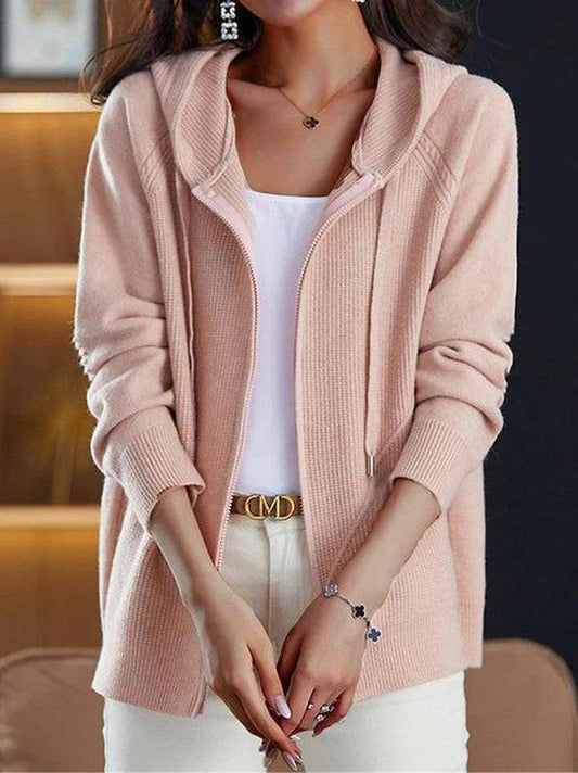 – Einfarbiger rosa Hoodie