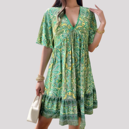 Klodette - Luftiges Boho-Kleid mit Ethno-Print
