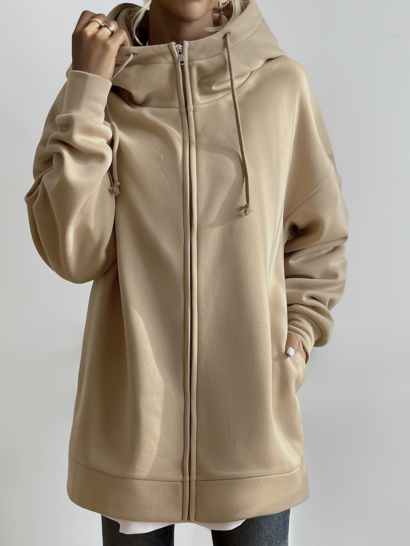 WW | Comfort - Extrem bequemer langer Zip-Up-Plüsch-Hoodie mit Kapuze für Damen