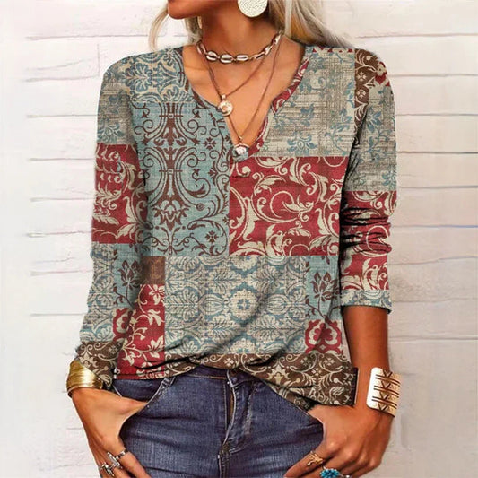 Luftige Damen Sommerbluse mit V-Ausschnitt – Lina