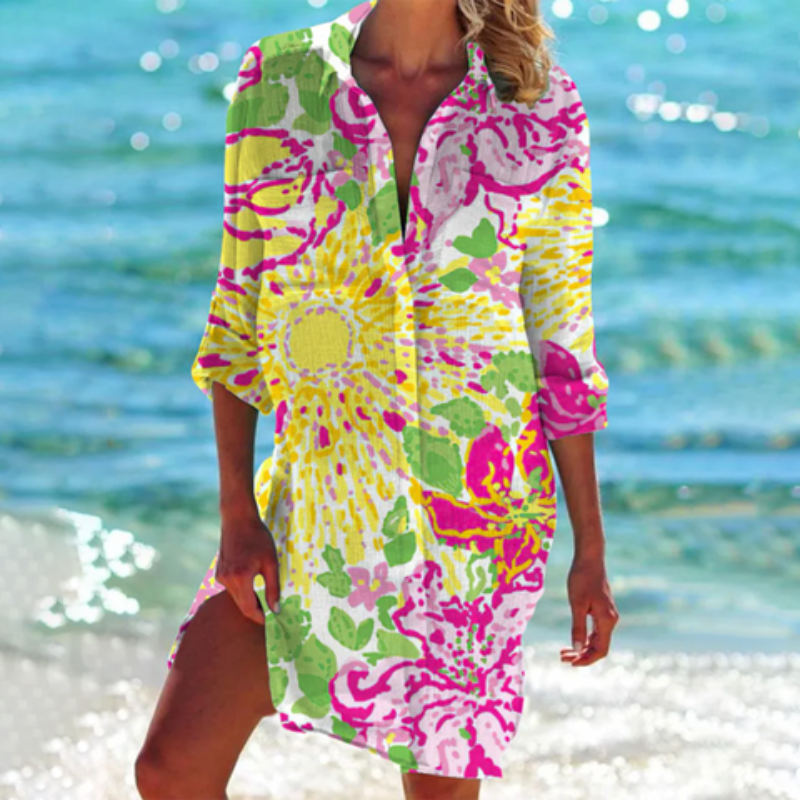 Mehrfarbiges Sommer Strandhemd Für Damen | Mini