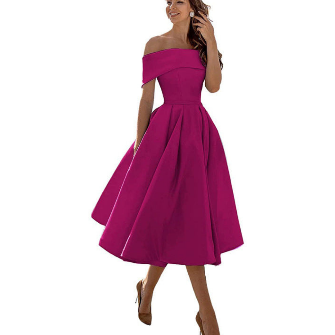 Damen Zeitloses Off-Shoulder Kleid | Midi