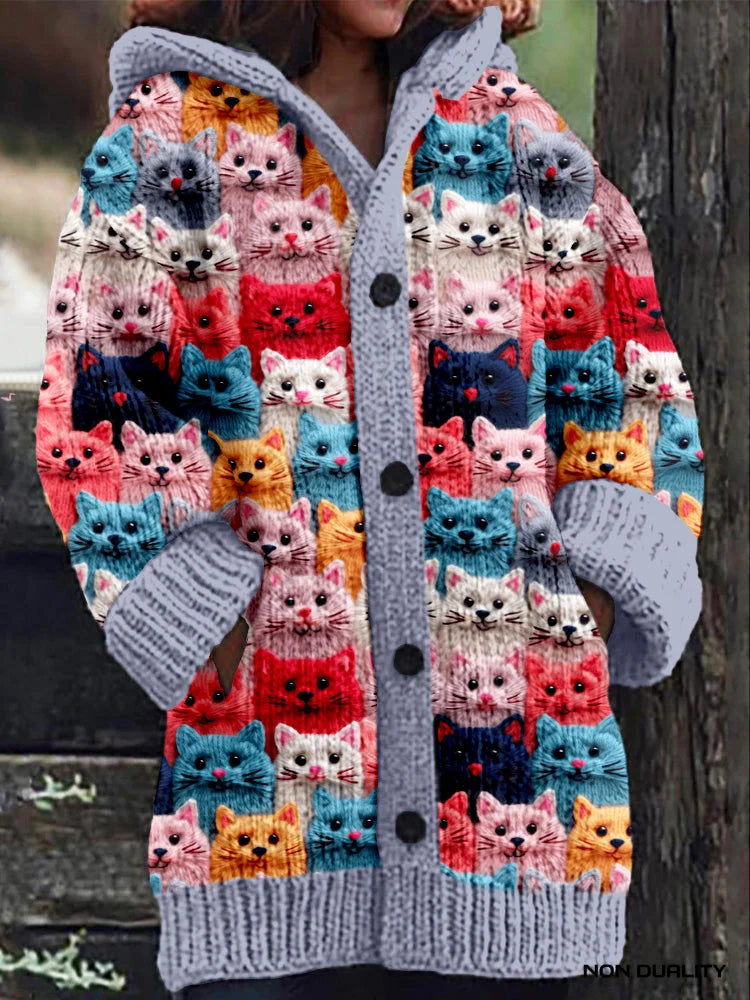 Isabella - Bunt gestrickte Katzen Strickjacke