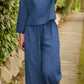 Luftiges  - leinen-set mit layered top & weiten hosenbeinen