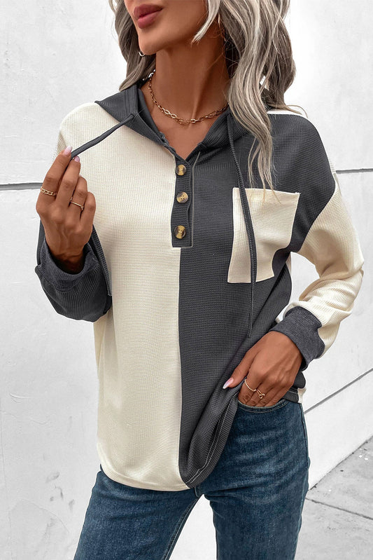 WW | Waffel-Hoodie Mit Knopfleiste Für Frauen