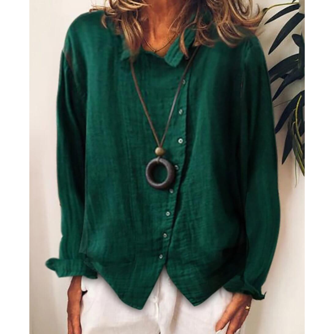 Damen Lässig Locker Geschnittenes Button Down Hemd | Langarm