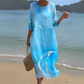 Damen Midikleid mit Grafikdruck und Rundhalsausschnitt für den Sommer