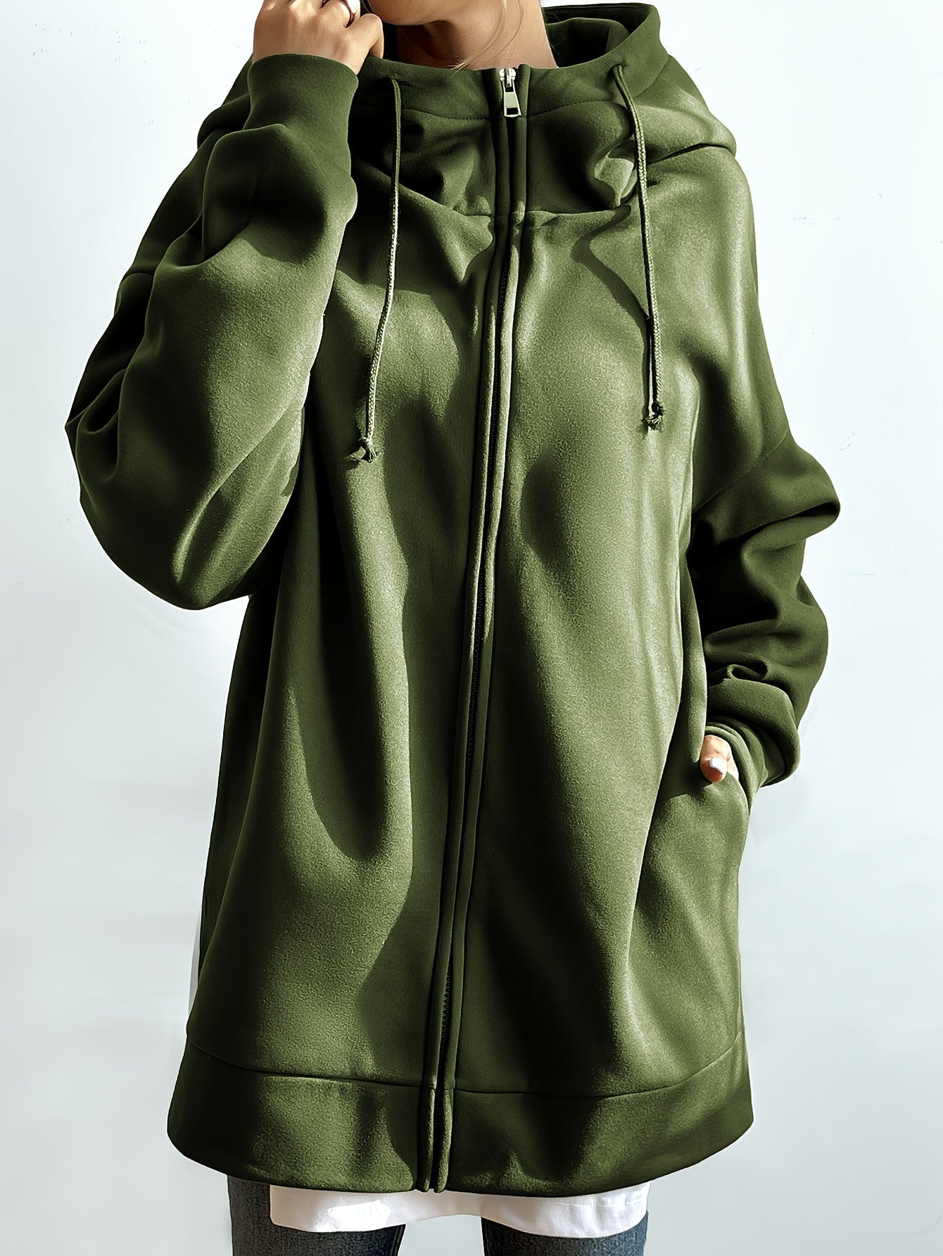 WW | Comfort - Extrem bequemer langer Zip-Up-Plüsch-Hoodie mit Kapuze für Damen