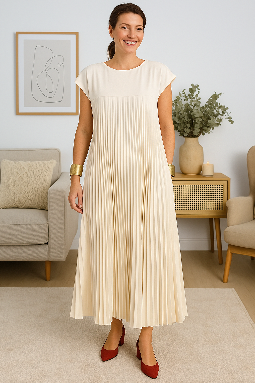 Monika – Elegantes Plisseekleid