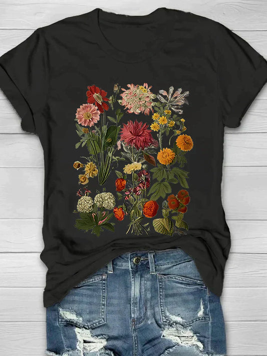 Kurzärmliges T Shirt Mit Blumendruck Für Damen | Sommer