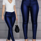 Leder-Stretchhose mit hohem Bund – Raffaela