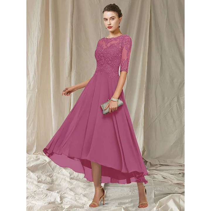 Elegantes Kleid Mit 3/4 Ärmeln Für Damen | Midi