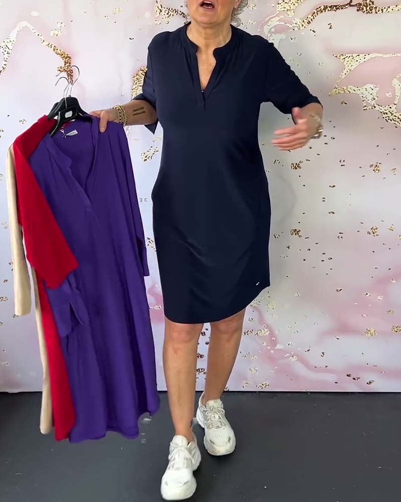 Hanneke – Zeitloses V-Ausschnitt-Kleid