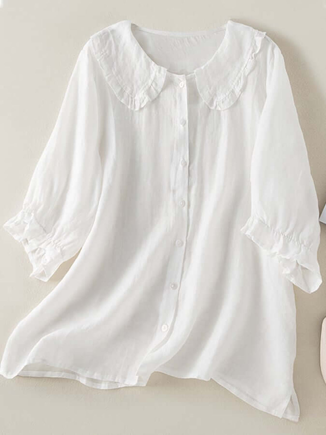 Damen Lässiges Rüschenkragen Hemd | Button-Down