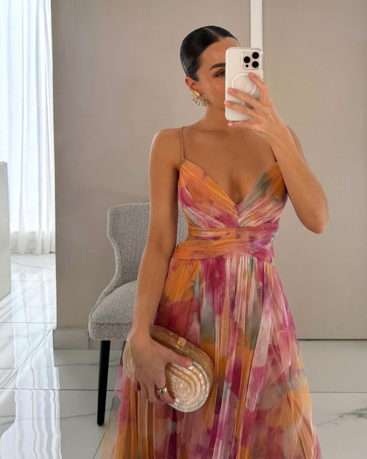 Elegantes Mesh-Maxikleid mit Figurbetontem Schnitt – Camille