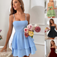 Damen Elegantes Geschichtetes Spaghettiträger Kleid | Mini