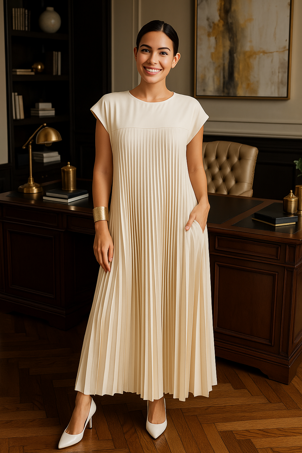 Monika – Elegantes Plisseekleid