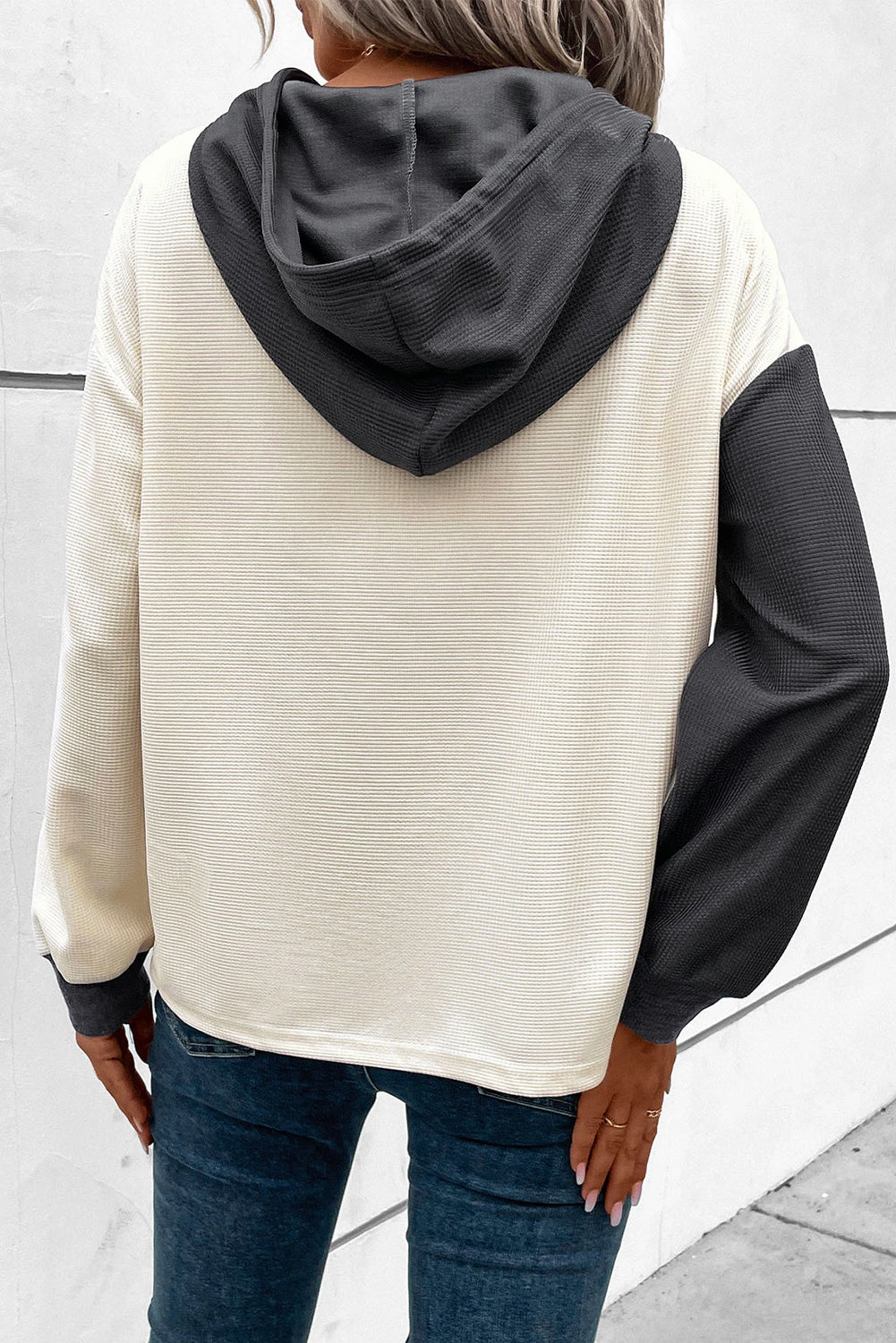 WW | Waffel-Hoodie Mit Knopfleiste Für Frauen