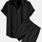 Cassian - Sommer Polyester Set: Lebendiges Streifen Shirt & Trendy Shorts