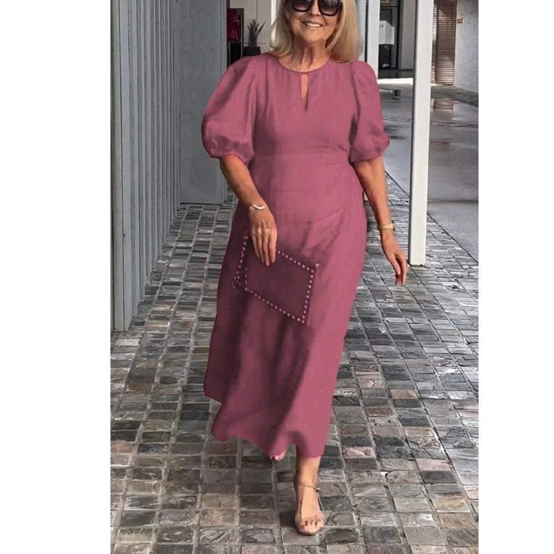 Stilvolles Kleid Mit Pufferärmeln Für Damen | Midi