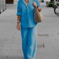 Beth - Bequemes Sommer Leinen-Set