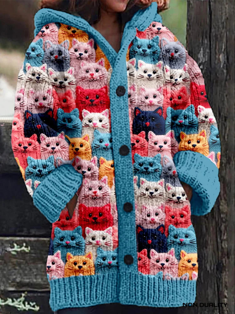 Isabella - Bunt gestrickte Katzen Strickjacke