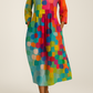 Buntes Boho Maxikleid mit V-Ausschnitt – Luftiges Freizeitkleid mit abstraktem Muster