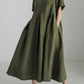 Julie | Damen Einfarbiges Leinenkleid Kleid