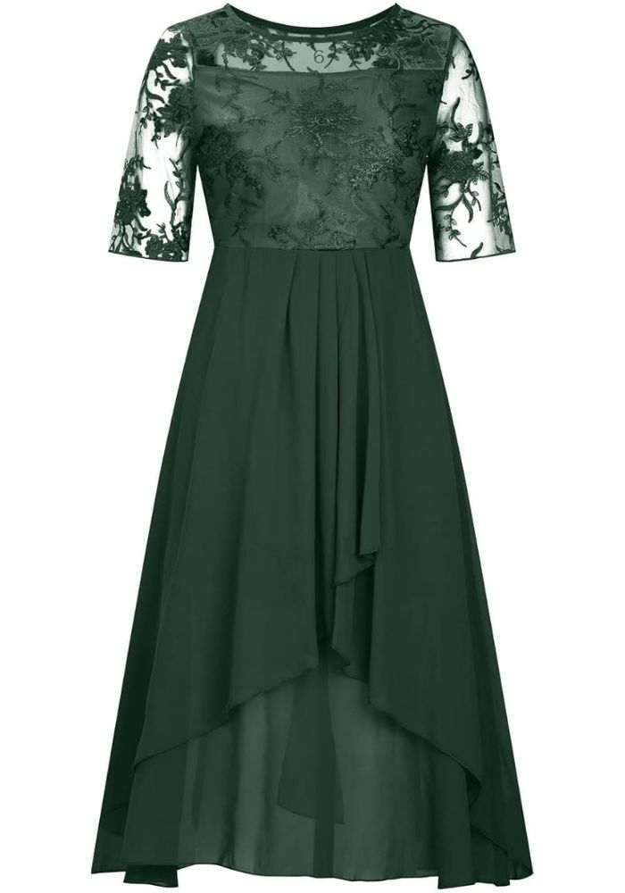 Damen Plissee Rundhalsausschnitt Kleid | Mini