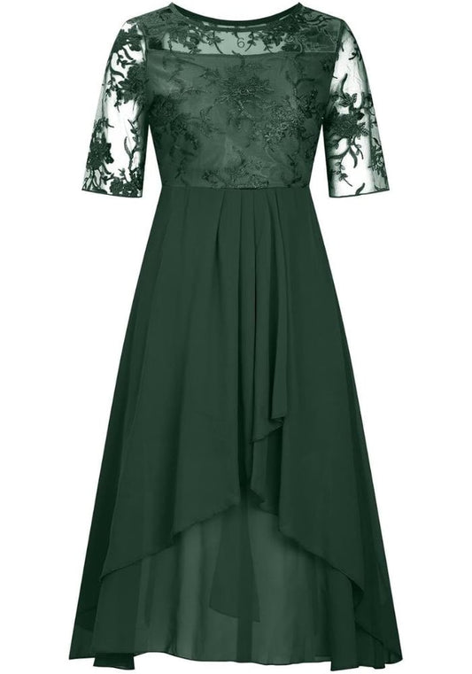 Damen Plissee Rundhalsausschnitt Kleid | Mini