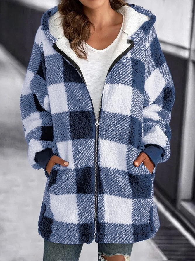 WW | Karo-Hoodie-Jacke Für Frauen