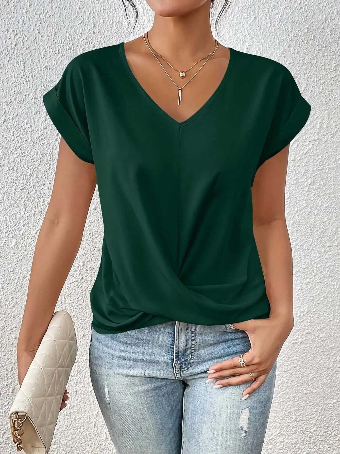Sahira – Damen T-Shirt mit herzförmigem Ausschnitt