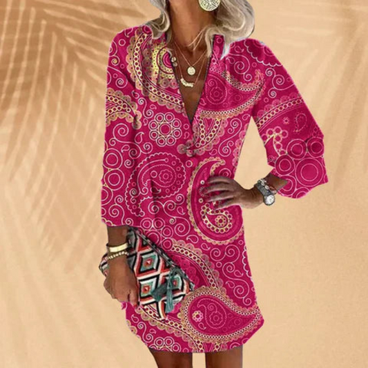 Rosa Sommerkleid Mit 3/4 Armeln Für Damen | Mini