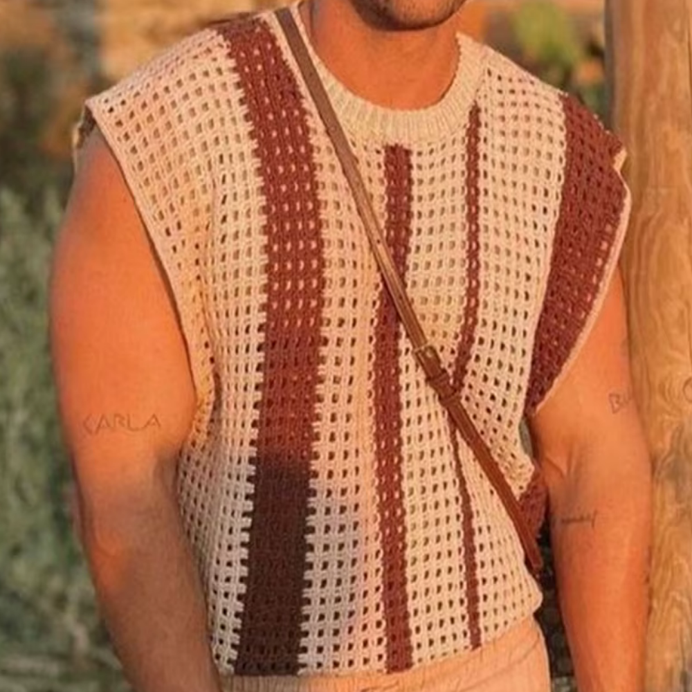 LEONARD – Gehäkeltes Herren-Tanktop mit Retro-Streifen
