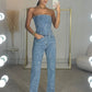 Glitzerndes Damen Hosenset mit High-Waist-Jeans – Liora