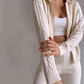 WW | teilige gestrickte Lounge-Set - trendiger Hoodie und Jogginganzug für Damen