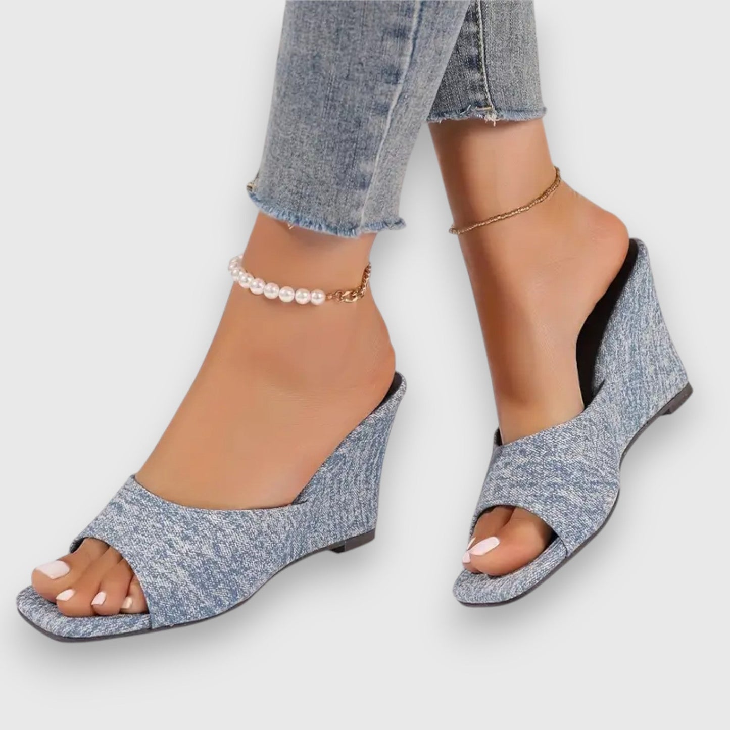 Lilia – Jeans Keilabsatz Sandalen