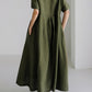 Julie | Damen Einfarbiges Leinenkleid Kleid