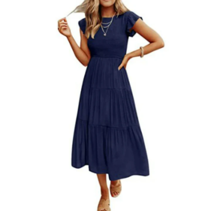 Sommerkleid Mit Kurzen Rüschenärmeln Für Damen | Midi