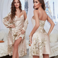 Zweiteiliges Satin-Nachthemd & Kimono-Set mit Blumenprint – Noelle