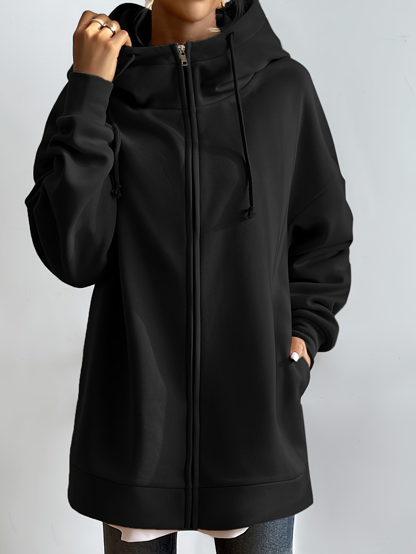 WW | Comfort - Extrem bequemer langer Zip-Up-Plüsch-Hoodie mit Kapuze für Damen