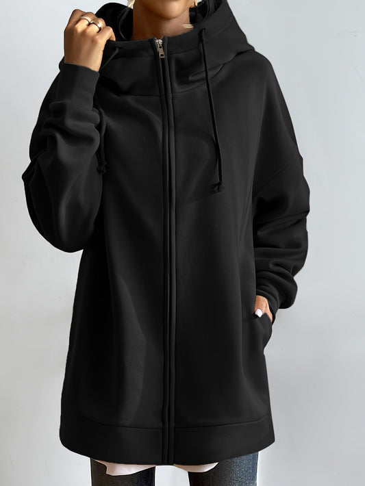 WW | Comfort - Extrem bequemer langer Zip-Up-Plüsch-Hoodie mit Kapuze für Damen