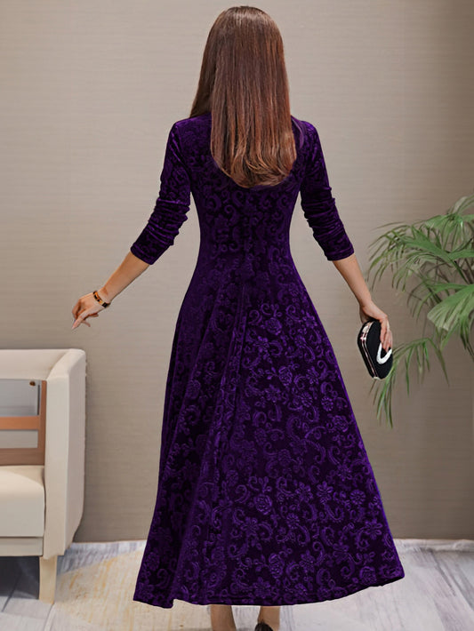 Zophia | Damen Elegantes Langarm Kleid | Maxi