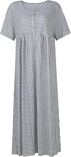 Kurzärmliges Sommerkleid Mit Halben Knöpfen Für Damen | Midi