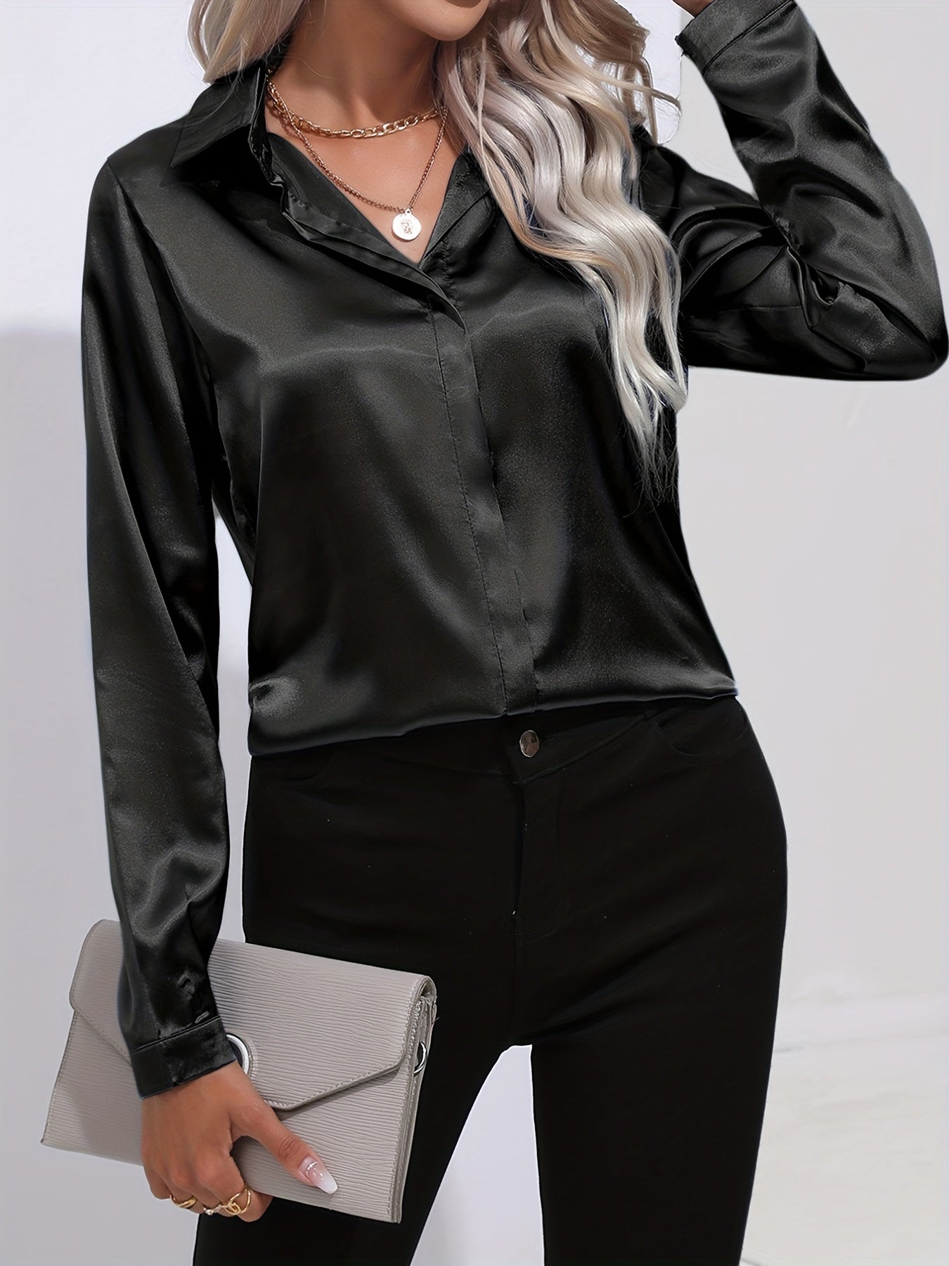 Melitta | Damen Elegante Satinbluse