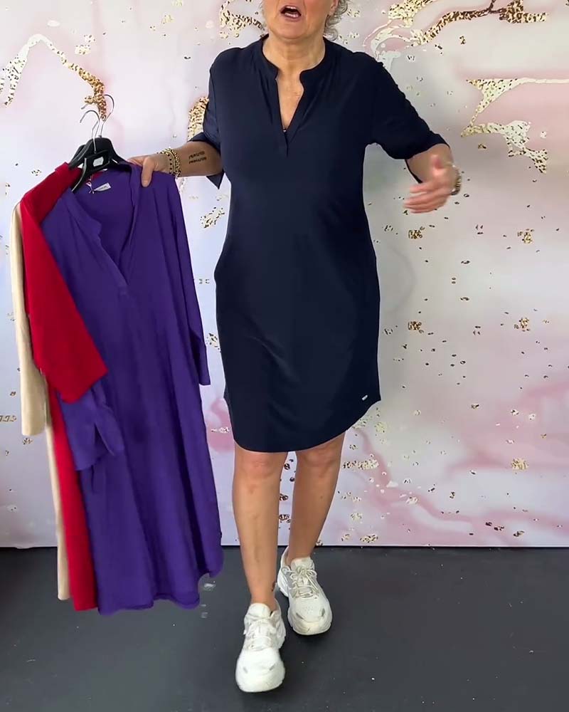 Hanneke – Zeitloses V-Ausschnitt-Kleid